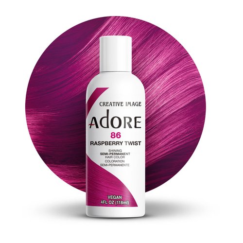 Adore Semi Permanent Hair Color - Vegan and Cruelty-Free Hair Dye - 4 Fl Oz - 086 Raspberry Twist (Pack of 1)