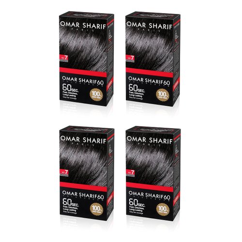 OS Speedy Hair Color No.7 Natural Black Brown Hair Dye Covers Gray Hair in Just 60 Seconds Without any odor Ammonia FREE (Pack of 4)