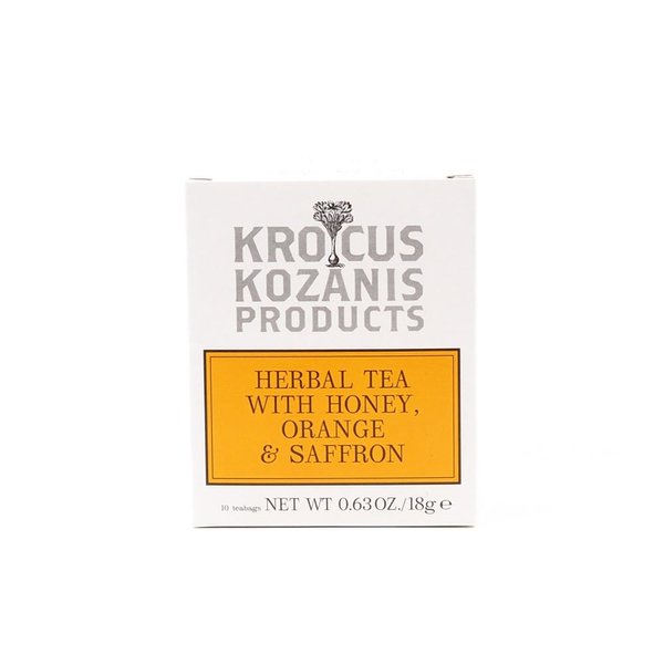 Krocus Kozanis Herbal Tea with Honey,orange & Greek Red Saffron 10 Teabags-0.63oz/18g