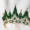 SWEETV Tiaras and Crowns for Women, Wedding Tiara for Bride, Rhinestone Queen Crown, Crystal Costume Hair Accessories for Birthday Prom Quinceanera Celebration,Green