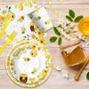 YJRJSC Bee Baby Shower Decorations Paper Plates And Napkins Party Supplies - Bee Birthday Party Decorations Tableware, Plate, Cup, Napkin, Fork, Bumble Theme Bee Day Decorations Dinnerware | Serves 24
