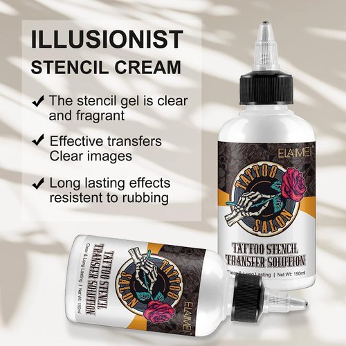 2x Tattoo Stencil Gel Solution 150ml Professional Tattoo Stencil Transfer Gel Stencil Primer Stuff Transfer Cream Gel for Tattooing Stickers Paper Machine Soap Tattoo Supplies - Clear & Long-Lasting