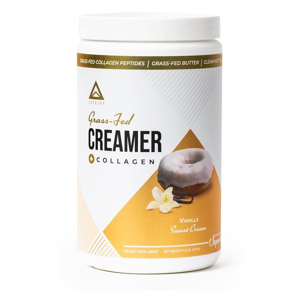 𝗪𝗜𝗡𝗡𝗘𝗥 - 𝗕𝗘𝗦𝗧 𝗞𝗘𝗧𝗢 𝗖𝗥𝗘𝗔𝗠𝗘𝗥 by LevelUp with C8 MCT, Collagen Protein, Ketogenic Diet Coffee Creamer, Ketosis Supplement Ketone Support (Vanilla Sweet Cream, 10 oz)