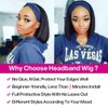 RUIP Straight Bob Headband Wigs 10inch short bob wigs for Black Women None Lace Half Wigs Natural Heat Resistant Synthetic Hair Headband Wigs for Cosplay Party Daily Use (10in), Natural black#1b