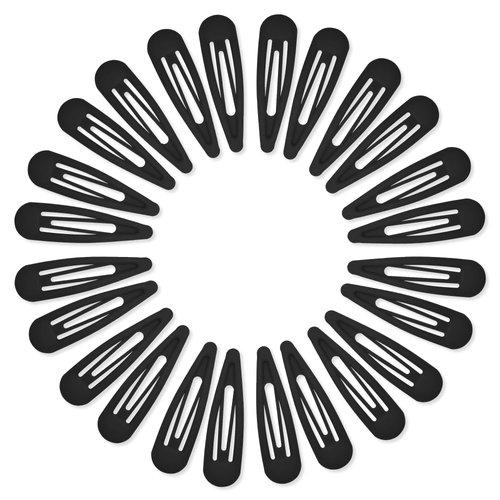Cptots 24 PCS 2.36 Inches Metal Snap Hair Barrettes For Women Water Drop Shape Hair Clips For Thick Thin Fine Hair,Black