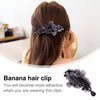 FRCOLOR Banana Hair Clips Fabric Flowers Banana Hair Clip Ponytail Holder Non Slip Ponytail Clips Strong Hold French Barrettes Hair Accessories for Women Girls