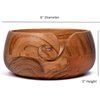 Samhita Acacia Wood Wooden Yarn Bowl for Crocheting & Knitting Hand Made by Indian Artisans Birthday Gifts for Mom & Knitting Lovers (6" x 6" x 3")