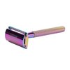 PINK REX Women's Double Edge Safety Razor Eco-Friendly Includes 10 Razor Blades (Rainbow Chrome)