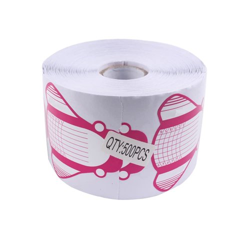 Beautyleader 500Pcs/Roll Nail Form, Nail Art Guide Stickers for Acrylic UV Gel Nail Tips Manicure Extension Tool (Red)