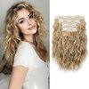 REECHO Clip in Hair Extensions, 4PCS Hair Extensions 12" Short Curly Wavy Blonde hair extensions Invisible Lace Weft Natural Soft Hairpieces for Women – Golden Blonde with Highlights