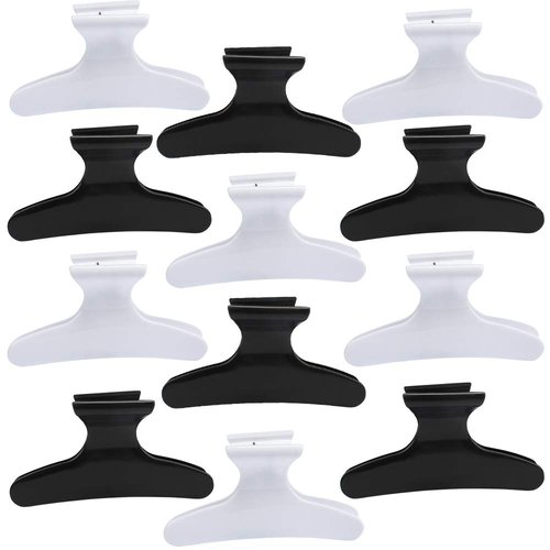 BAHABY Hair Clips for Styling Sectioning 12 Pack Black White Butterfly Clamps Hair Claw Clips Pro Salon Hair Clips for Styling, Sectioning, Cutting and Coloring