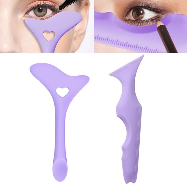 Tekalobr 2Pcs Eyeliner Stencils, Silicone Eye Makeup Tool Set Multifunctional Winged Tip Eyeliner Contour Aid Guide Tool Helper for Eyeliner, Eyelash, Eyebrow, Lip Line for Beginners Easy to Use
