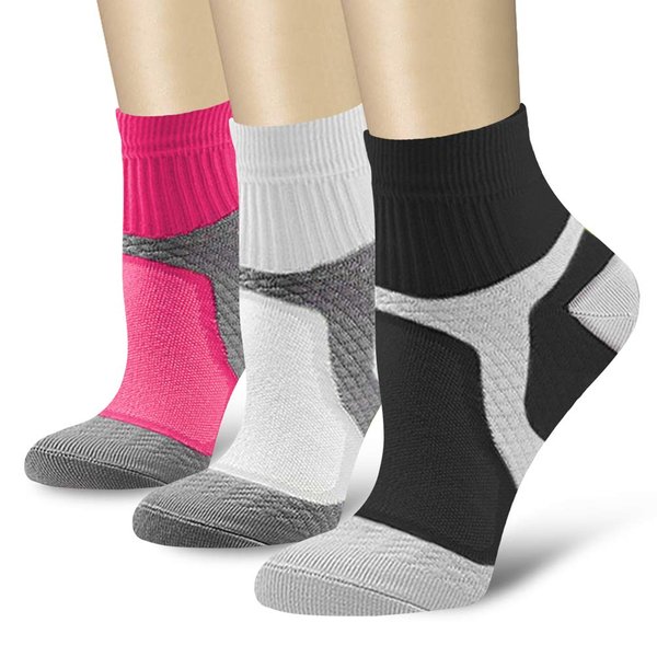 QUXIANG Compression Socks for Women & Men Circulation 3/6/7 Pairs Arch Ankle Support 15-20 mmHg Best for Running Cycling (Multi 06,L/XL)