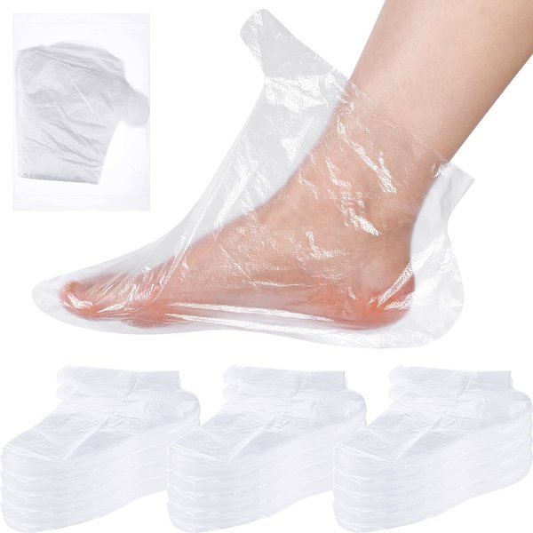 Hoolerry 500 Pcs Paraffin Wax Bath Liners for Foot Clear Plastic Foot Covers Hot Wax Foot Moisturizing Socks Foot Plastic Socks Therapy Booties Bags Covers for Feet Care Paraffin Bath Wax Machine