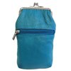 Women 100% Pure Leather Cigarette Case Lighter Match Pocket Zipper Coin Pouch -4 Color (Teal)