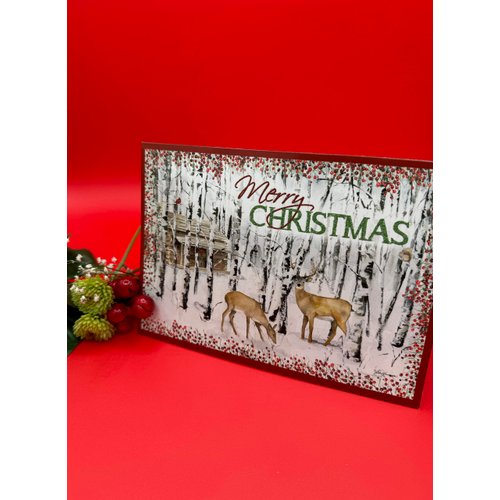 Performing Arts Boxed Christmas Cards with Glitter Embellishment, Full Color Inside Designs, Winter Birch and Deer Scene (14 glitter cards, 14 coordinating envelopes)