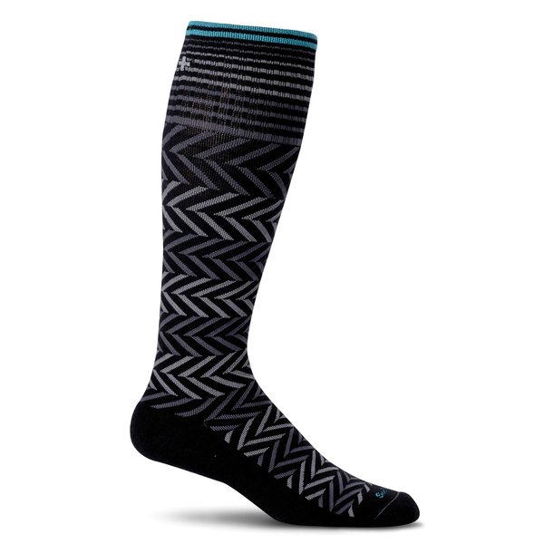 Sockwell Women's Chevron Moderate Graduated Compression Sock, Black - S/M