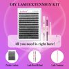 FADLASH DIY Lash Extension Kit Individual Lashes Cluster D Curl Eyelash Extension Kit with Lash Bond and Seal and Lash Applicator Tool for Self Application at Home (40D-0.07D-12-18MIX KIT)