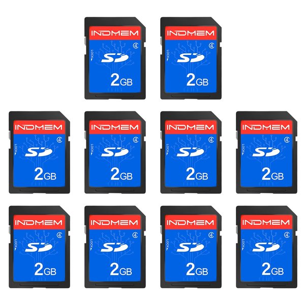 INDMEM 2GB SD Card, 10 Packs Class 4 2GB Flash Memory Card MLC Standard Secure Digital Cards Camera Card