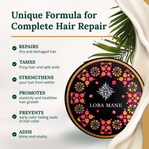 Loba Mane Hair Mask for Dry Damaged Hair - Deep Conditioner for Curly Hair - Hair Repair Treatment Mask - Color Safe, Natural & Organic (5oz)