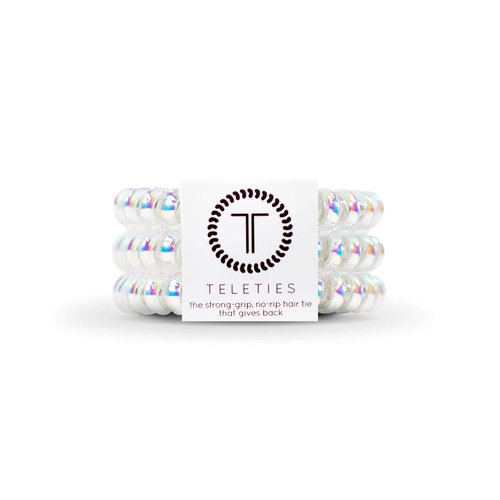 TELETIES - Spiral Hair Coils - Ponytail Holder Hair Ties for Women - Phone Cord Hair Ties - Strong Grip, No Rip, Water Resistant, No Crease Hair Tie Coils - 3 pack (Small, Peppermint)