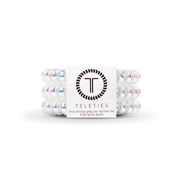 TELETIES - Spiral Hair Coils - Ponytail Holder Hair Ties for Women - Phone Cord Hair Ties - Strong Grip, No Rip, Water Resistant, No Crease Hair Tie Coils - 3 pack (Small, Peppermint)