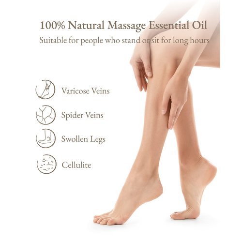 100% Organic Essential Oil for【 Spider Veins, Varicose Veins, Swollen Feet 】Don Du Ciel Massage Oil Blend with Ingredients: Cypress, Chamomile, Geranium, 10ML