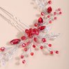Rumtock Red Crystal Beads Long Hair Pins for Women Girls Hair Piece Hair Styling Jewelry for Wedding (Red)
