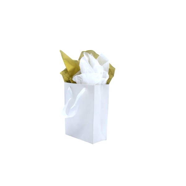 JUNESHE Small Gift Bags with Handles & Tissue Paper,6 Pack 4.7"×2.2"×6.3" Mini White Gift Bags, Tiny Gift Wrap for Jewelry box, Candles, Retail, Birthday Party Favors