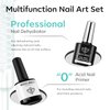 modelones Nail Dehydrator and Primer with Gel Base & Top Coat Set, Acid Free Acrylic Nail Supplies Primer Glossy Gel Nail Polish Top Coat Starter Kit