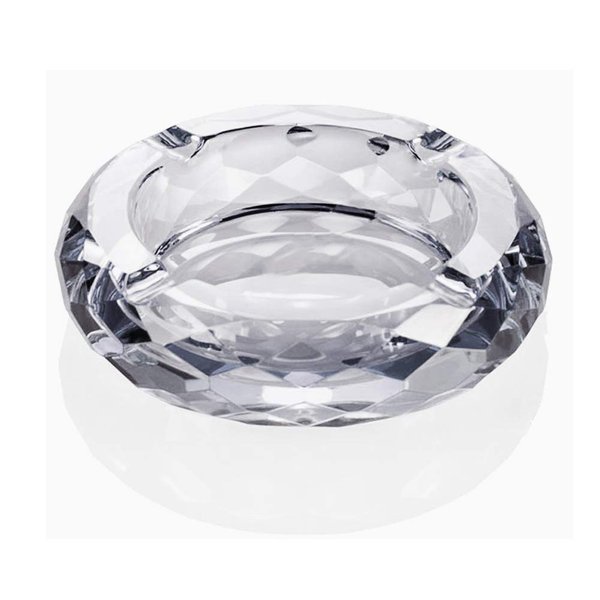 HOSTEESSCHOICE Crystal Glass Ashtray, Cigar Cigarettes Ashtray Holder Home Office Desktop Tabletop Decoration,Crystal Clear