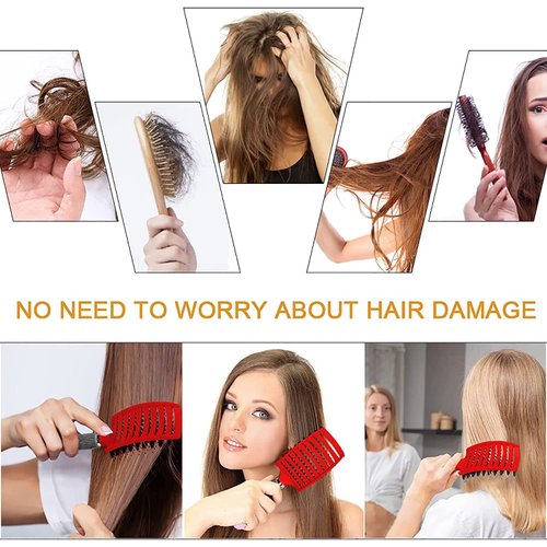 Voremy Magical Ultra Detangling Brush for Wet or Dry Hair - Fast Drying Styling Massage Hairbrush for Men, Women and Kids (Pink+Purple)