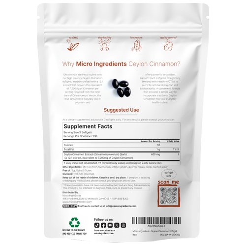 Ceylon Cinnamon 7,200mg Equivalent | 300 Softgels with MCT Oil | Highly Bioavailable Herbal Extract | Extra Strength Cinnamon Supplements | Antioxidant & Sugar Monitor Support | Non-GMO, Gluten Free