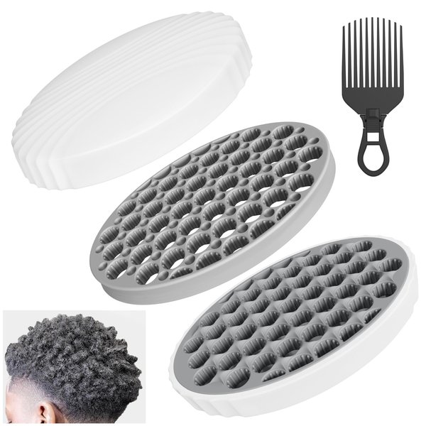 AEARY Curling Hair Brush Set with a Comb, Silicone Curl Brush for Men Women, Twist Brush for Afro Curls, Washable and Durable, Two-Sided Use (Gray, 1 Pcs)