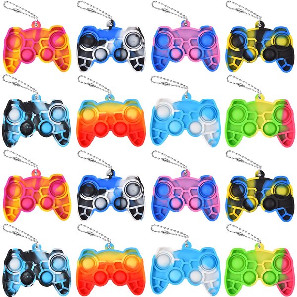 WHGAMNCE 16 Pcs Mini Pop Fidget Keychain,Tiny Push Pop Fidget Toy Back,Fidget Toys Bulk,Keychain Pop Bubble Toy,Anxiety Stress Reliever Toy for Kids Adults.