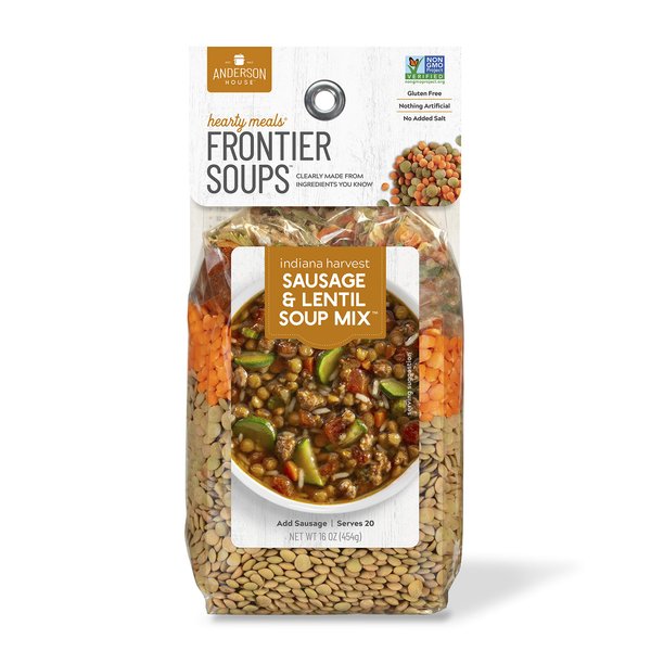 Frontier Soups Hearty Meals Indiana Harvest Sausage Lentil Soup Mix, 16 Ounce