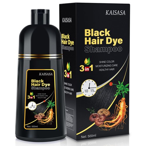 BELEZALIB Black Hair Dye Shampoo for Gray Hair Instant Hair Color Shampoo 3 in 1 for Women and Men, Herbal Ingredients 100% Grey Hair Coverage 500ML