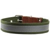 Cotton Web/Leather Reflective Dog Collar 20" Long 1" Wide Fits 14"-18" Neck, Basset Hound, Retriever