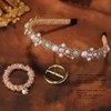 Sinalty Gold Jeweled Headbands Pearls Rhinestones Baroque Hair Bands Crystal Hair Hoop with Beaded Hair Ties for Women (Fashion)