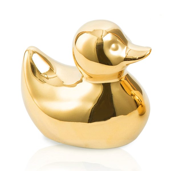 TQUPT Home Decor Golden Ceramic Duck Figurines, Home Decor Animal Sculptures and Statues Handmade Artware Gift,Mini Duck