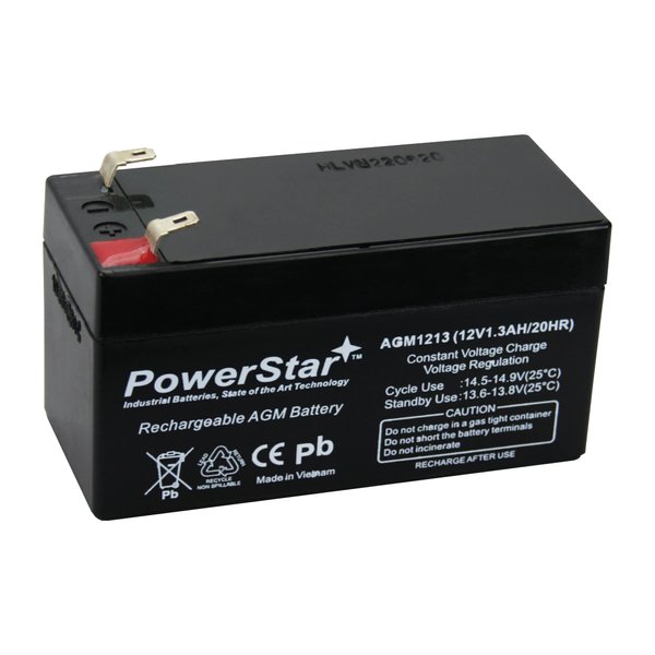 PowerStar Replacement Ub1213 12V 1.3AH Battery Replaces sla1005, 1.2ah, np1.2-12, bp1.2-12, wp1.2-12