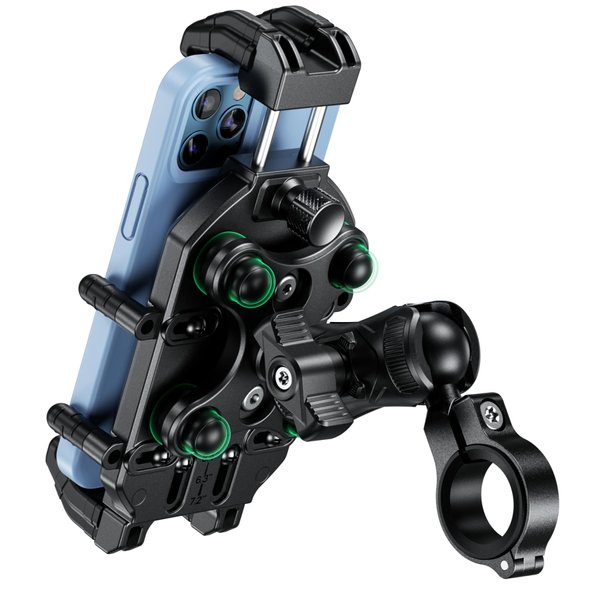 BRCOVAN Motorcycle Phone Holder with Vibration Dampener & High-Speed Secure Lock, Anti-Theft Motorcycle Phone Mount Handlebar Cellphone Holder for Bike Bicycle Scooter ATV Fit 5.4''-7.2'' Smartphones