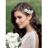 SWEETV 3Pcs Bridal Hair Pins White Flower Bride Hair Pieces Wedding Hair Side Combs Floral Headpieces Accessories Fall Beach Clip for Brides Bridesmaids Women Girls