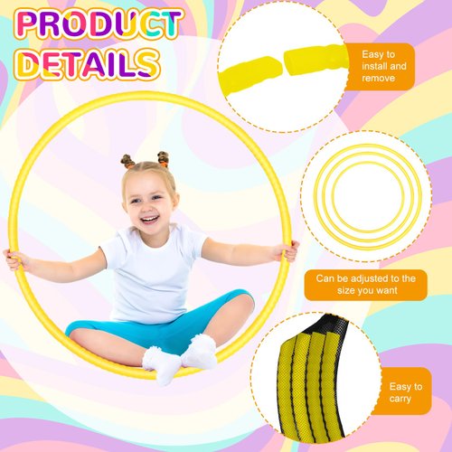 WinnerWhy 2 Pcs Toy Hoop Exercise Hoop Detachable Adjustable Plastic Hoop Playground Equipment for School Colored Hoop Circles Exercise Ring for Teens Dog Agility Equipment(Yellow,20 Inch)