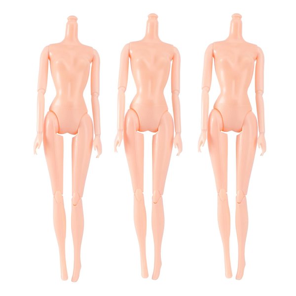 HEALLILY Pack of 3 Nude 26cm Plastic Flexible Rotation 12 Moveable Joints Doll Toy Doll Accessory Naked Body Dolls Toy Female Figure