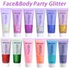 Yeweian White Face Body Glitter, Singer Concerts Music Festival Rave Accessories, Mermaid Face Glitter Gel, Sparkling Holographic Chunky Glitter for Lip Eye Hair Body Glitter Makeup, 50ML(06 White)