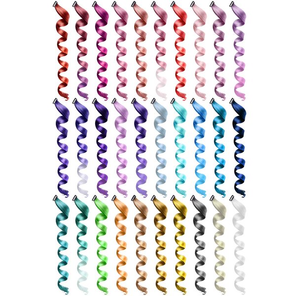 SOTOGO 30 Pieces Clip in Hair Extensions Colorful Curly Hair Extensions Hair Streak Party Highlights Hairpieces for Women Girls(30 Colors, 22 Inches)