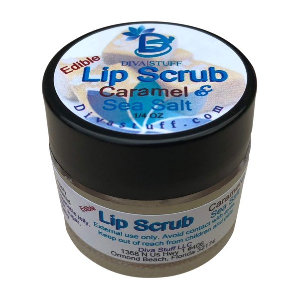 Diva Stuff Ultra Hydrating Lip Scrub for Soft Lips, Gentle Exfoliation, Moisturizer & Conditioner, Caramel & Sea Salt – ¼ oz (Made in the USA)