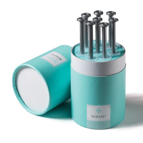 White Dental Beauty Teeth Whitening Kit; 8 Syringes of 1.2 ml Tooth Whitening System Powered by NOVON® Technology. Includes Kit, Boil and Bite Whitening Trays, and Case (10% Carbamide Peroxide)