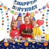 Outer Space Birthday Party Decorations Space Theme Party Supplies with Happy Birthday Banner Solar System Tablecloth for Galaxy Space Birthday Party Decor (Tablecloth+Flag Banner)